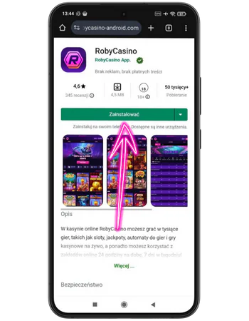 Roby Casino Kliknij „Zainstalowac”