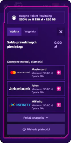 Roby Casino - Metody Wpłat