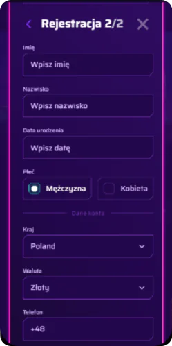 Roby Casino - Rejestracja Danych